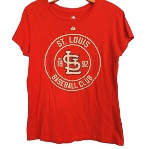 Womens Cotton Majestic St Louis Baseball Club Red Short Sleeve Athleisure Top
